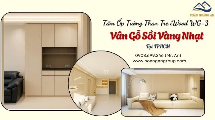 Tấm Ốp Tường Than Tre iWood WG-3 Vân Gỗ Sồi Vàng Nhạt Tại TPHCM