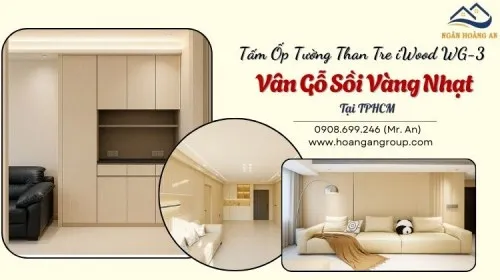 Tấm Ốp Tường Than Tre iWood WG-3 Vân Gỗ Sồi Vàng Nhạt Tại TPHCM