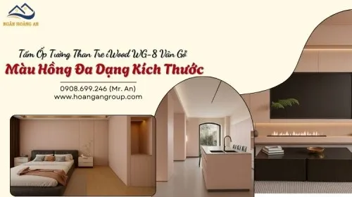 Tấm Ốp Tường Than Tre iWood WG-8 Vân Gỗ Màu Hồng Đa Dạng Kích Thước