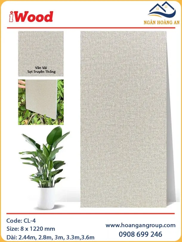 Tấm Ốp Sợi Than Tre Ốp Tường Vân Vải iWood CL-4