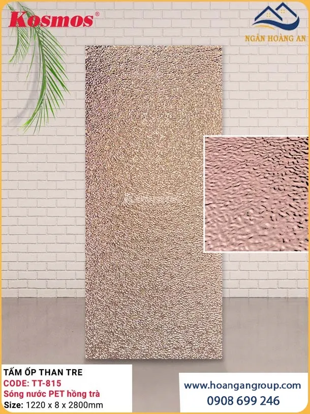 Ốp Tường Than Tre Sóng Nước PET Hồng Trà Kosmos TT-815 Ốp Tường Than Tre Sóng Nước PET Hồng Trà Kosmos TT-815