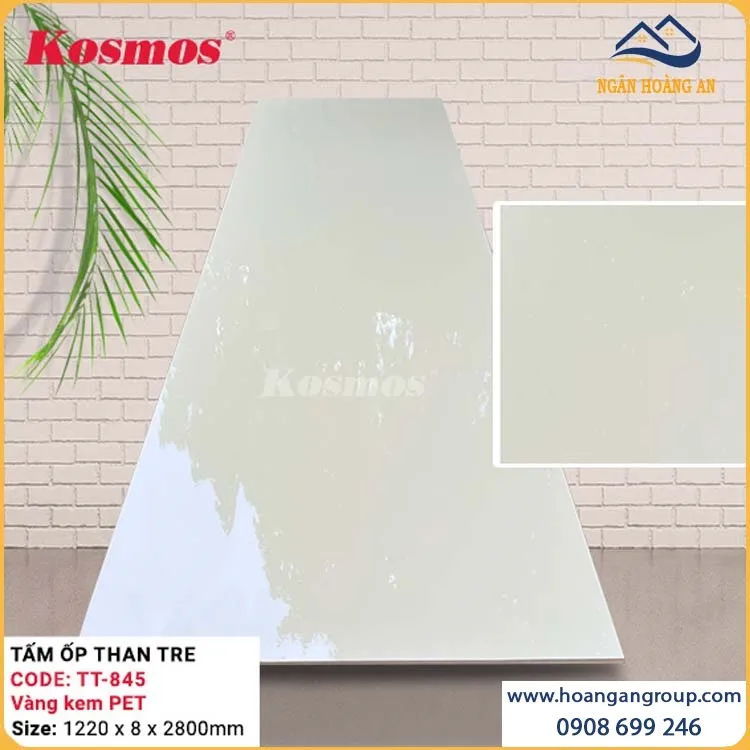 Ưu Điểm Của Tấm Ốp Than Tre Vân Đơn Sắc Vàng Kem PET Kosmos TT-845 