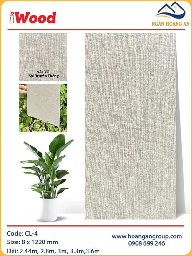 Tấm Ốp Tường Than Tre Vân Vải iWood CL-4 Cắt Theo Yêu Cầu