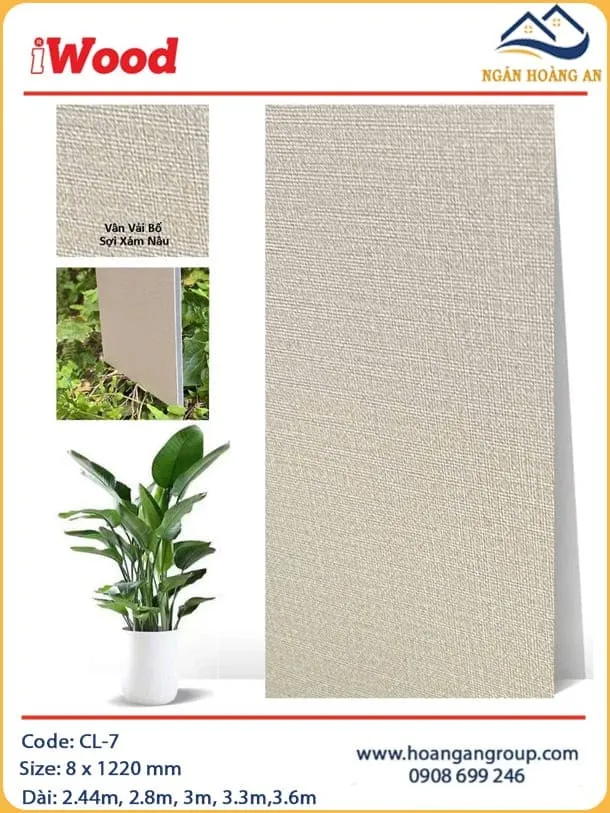 Tấm Ốp Tường Than Tre Vân Vải iWood CL-7 Cắt Theo Yêu Cầu