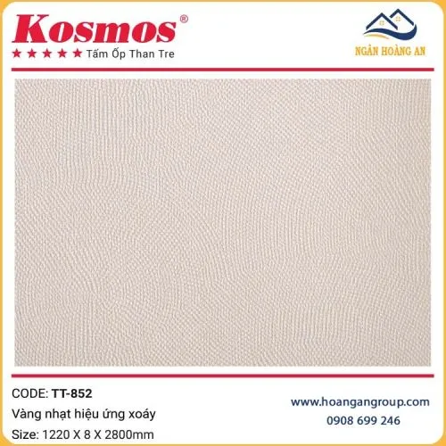 Tấm Ốp Tường Than Tre Vân Vải Vàng Nhạt Xoáy Kosmos TT-852