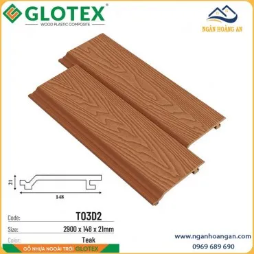 Tấm Ốp Tường Trần Gỗ Nhựa Ngoài Trời Glotex TO3D2 Teak