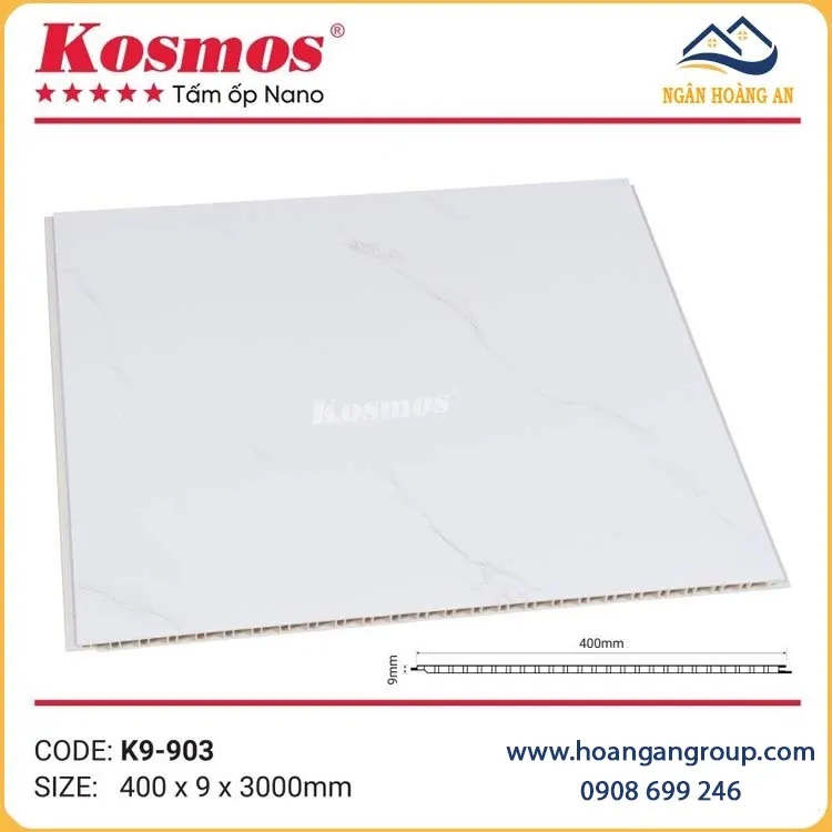 Tấm Ốp Tường Trần Nano Chân Kép Giả Vân Đá Kosmos K9-903