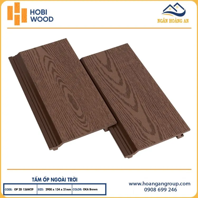 Tấm Ốp Tường Trần Ngoài Trời Hobiwood OP2D 156W29 Oka Brown Tấm Ốp Tường Trần Ngoài Trời Hobiwood OP2D 156W29 Oka Brown