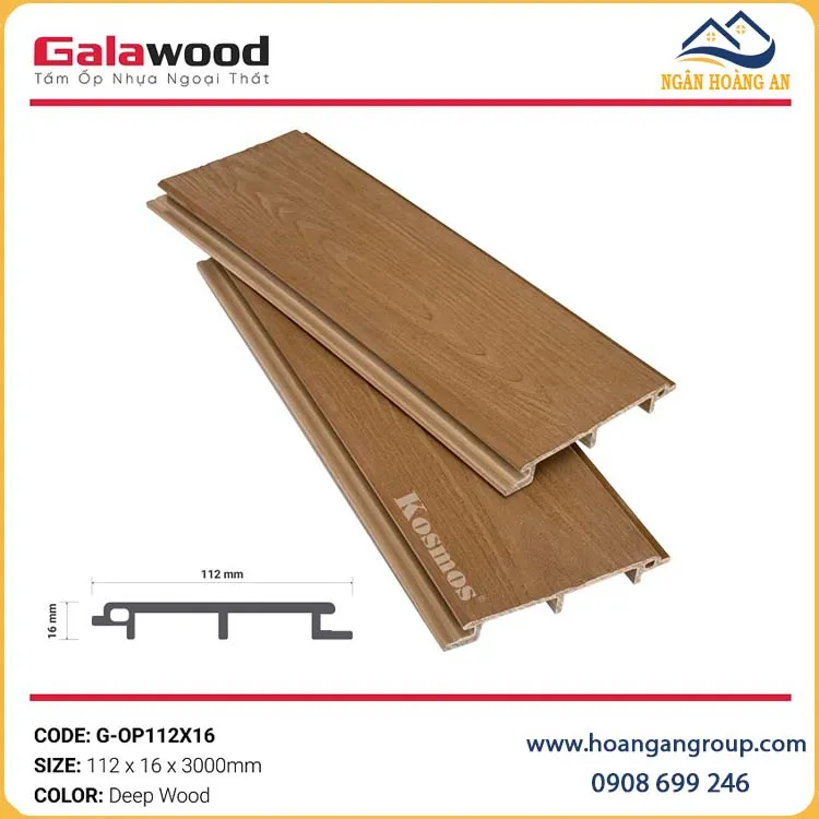 Tấm Ốp Vách Gỗ Nhựa Ngoài Trời ASA Galawood G-OP112X16 Deep Wood