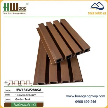 Tấm Ốp Vách Lam Sóng Ngoài Trời ASA Hwood HW184W28ASA Golden Teak