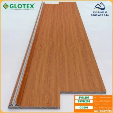 Tấm Ốp Vách Ngăn Phòng Vân Gỗ Glotex VN201