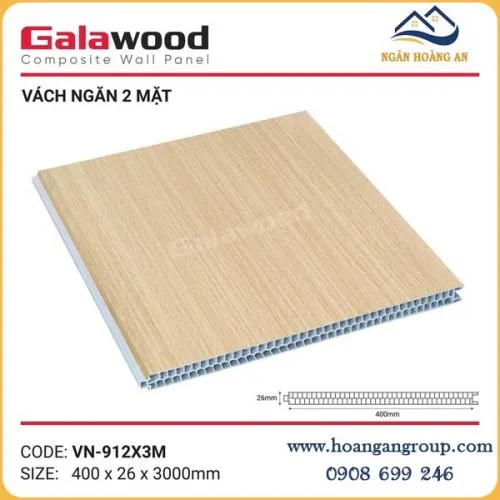 Vách Ngăn Phòng 2 Mặt Nhựa Giả Gỗ Galawood VN-912X3M
