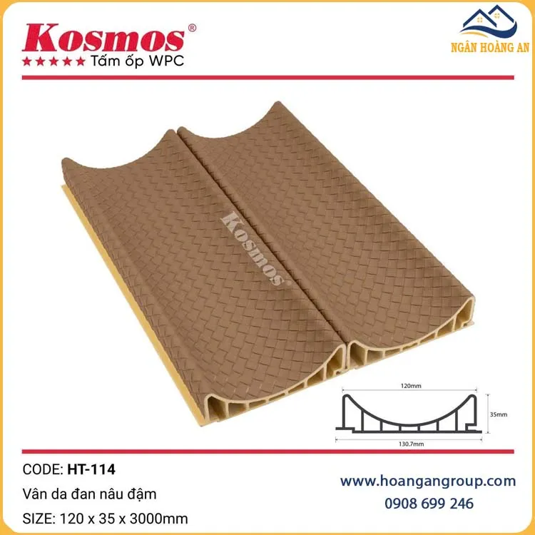 Tấm Ốp WPC Than Tre Kosmos Da Đan Nâu Đậm HT-114 