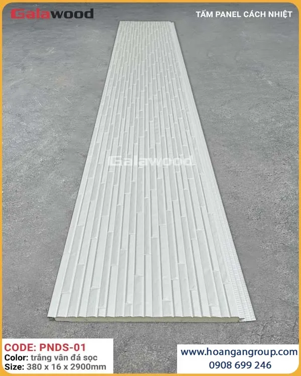 Tấm Panel Cách Nhiệt Galawood 16mm Vân Đá Sọc Trắng PNDS-01