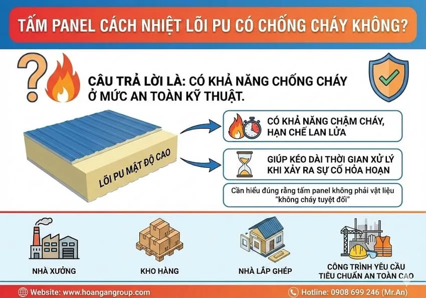 Tấm Panel Cách Nhiệt Lõi PU Có Chống Cháy Không? Tấm Panel Cách Nhiệt Lõi PU Có Chống Cháy Không?