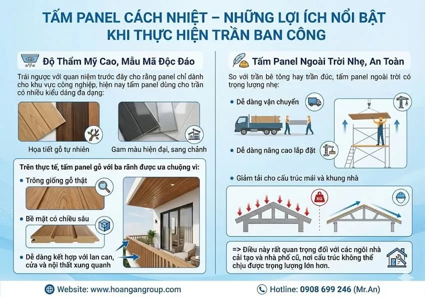 Tấm Panel Cách Nhiệt – Những Lợi Ích Nổi Bật Khi Thực Hiện Trần Ban Công