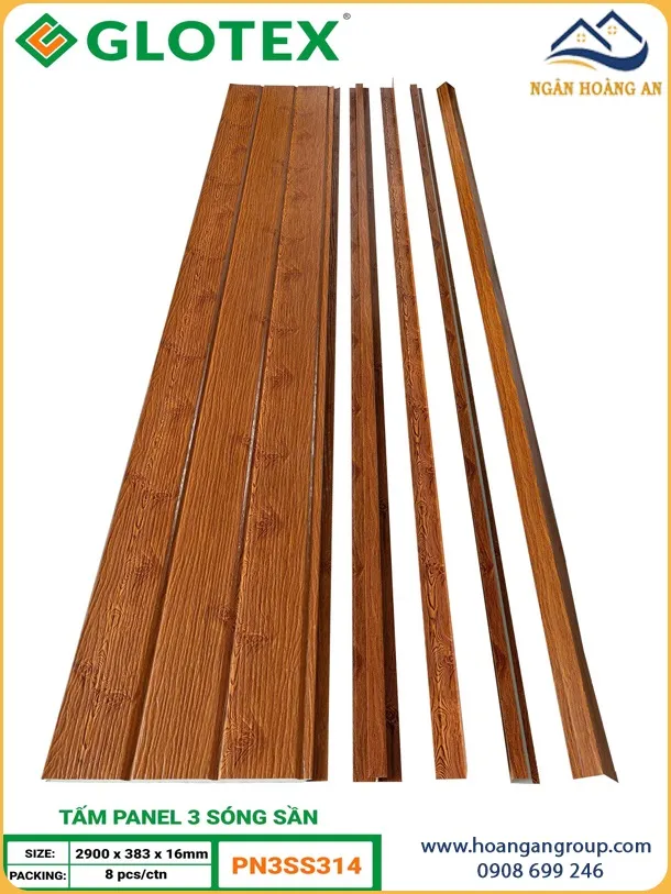 Tấm Panel Ốp Nhà Xưởng Glotex 16mm PN3SS314 Vân Gỗ Cánh Gián