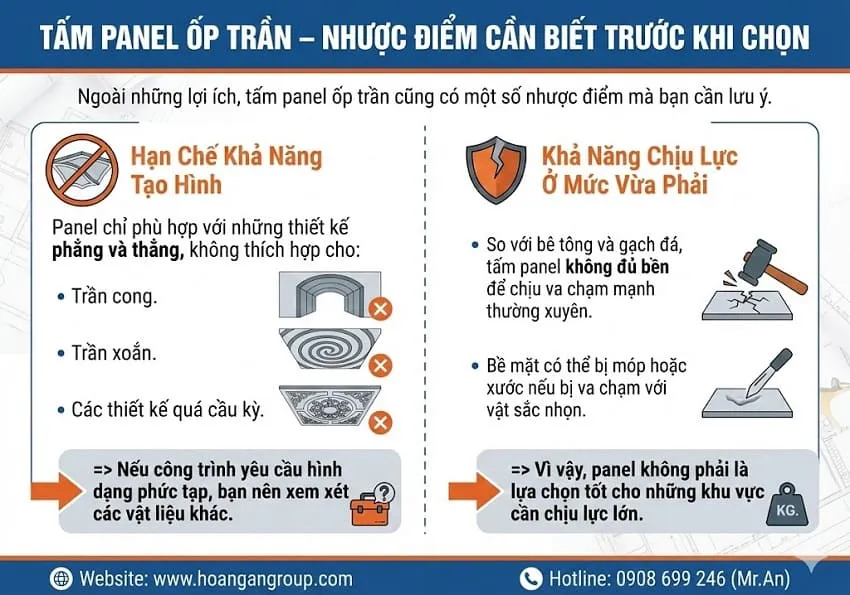 Tấm Panel Ốp Trần – Nhược Điểm Cần Biết Trước Khi Chọn
