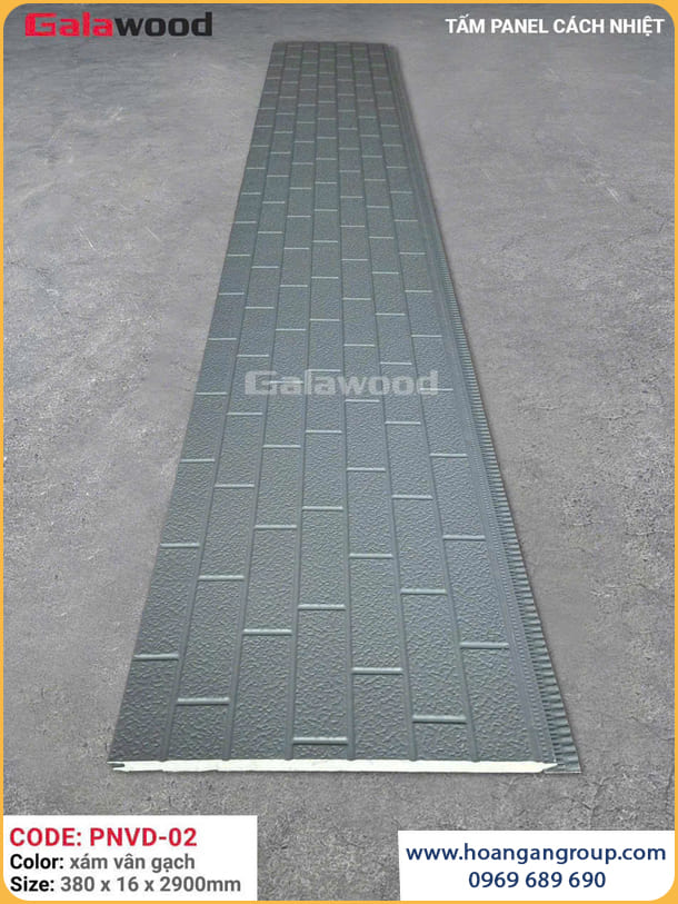 Tấm Panel Ốp Tường Ngoài Trời Galawood PNVD-02 Xám Vân Gạch 