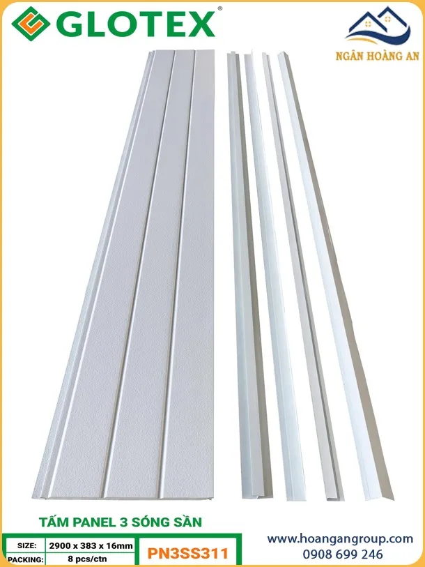 Tấm Panel Tôn Xốp Cách Nhiệt Glotex 16mm PNG62 Vân Gạch Trắng