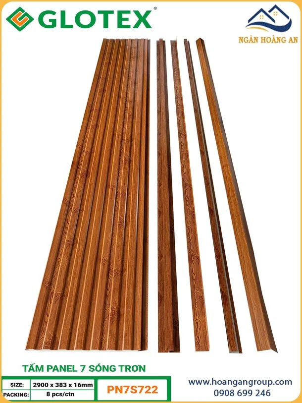 Tấm Panel Tôn Xốp Cách Nhiệt Glotex 16mm PN7S722 Vân Gỗ Cánh Gián