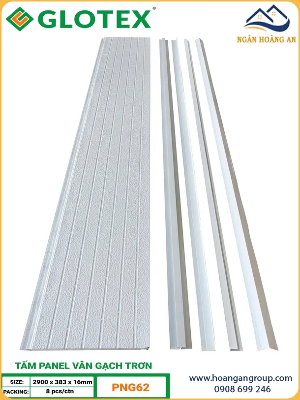 Tấm Panel Tôn Xốp Cách Nhiệt Glotex 16mm PNG62 Vân Gạch Trắng