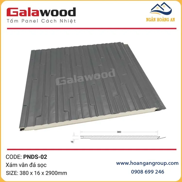 Tấm Panel Tôn Xốp Galawood 16mm Vân Đá Sọc Xám PNDS-02 Tấm Panel Tôn Xốp Galawood 16mm Vân Đá Sọc Xám PNDS-02