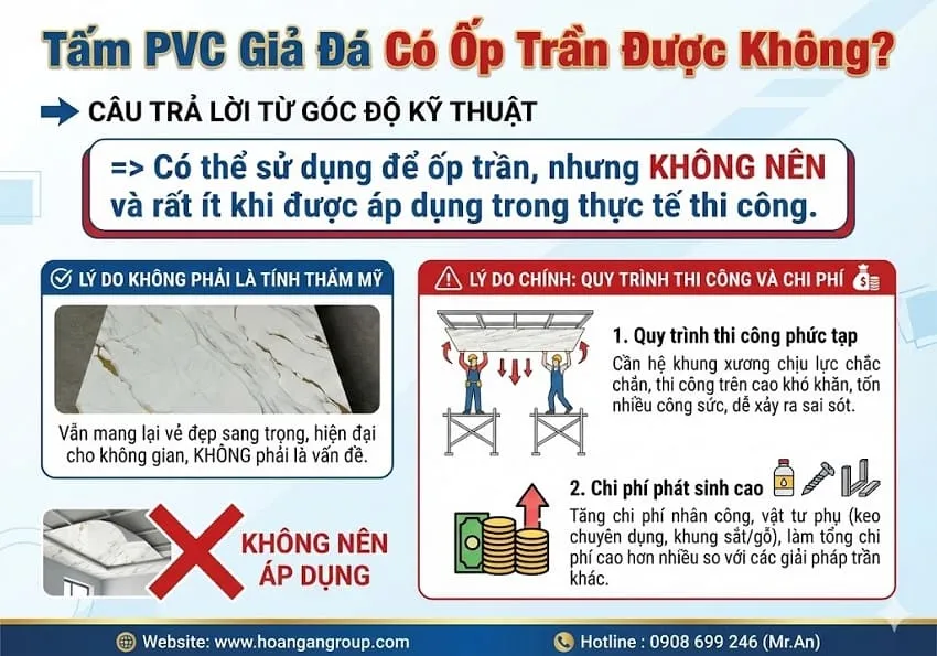 Tấm PVC Giả Đá Có Ốp Trần Được Không?