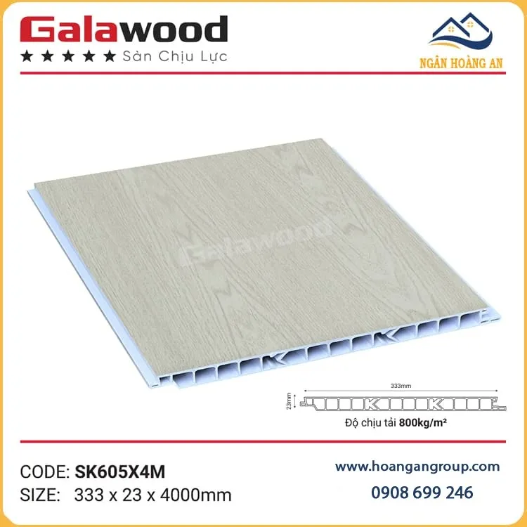 Tấm Sàn Chịu Lực Nhựa PVC Vân Gỗ Galawood SK605X4M