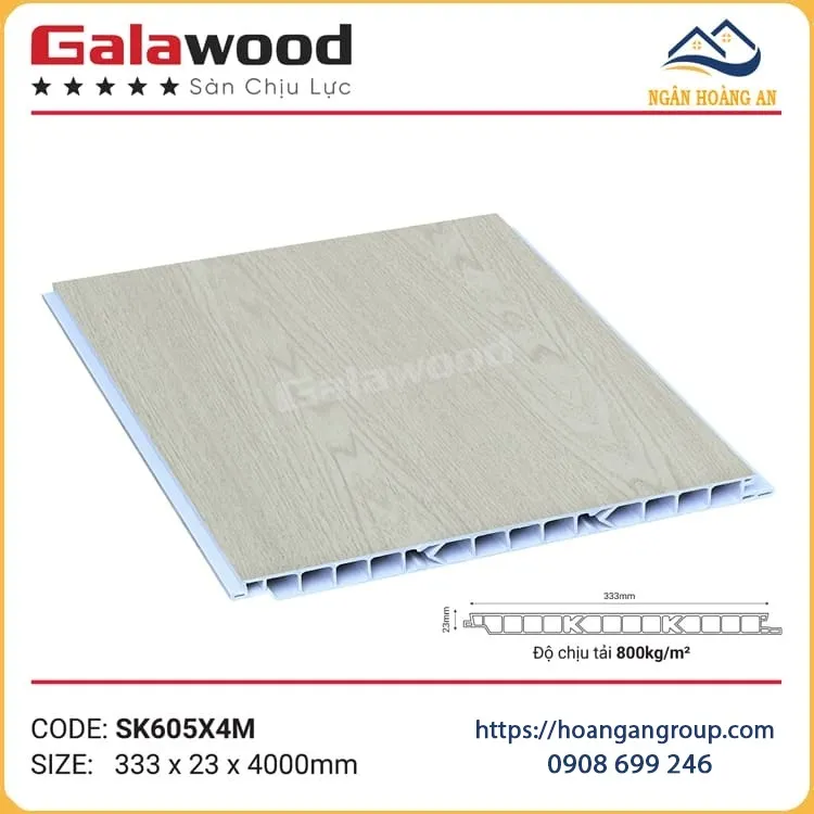 Tấm Sàn Chịu Lực Nhựa PVC Vân Gỗ Galawood SK605X4M