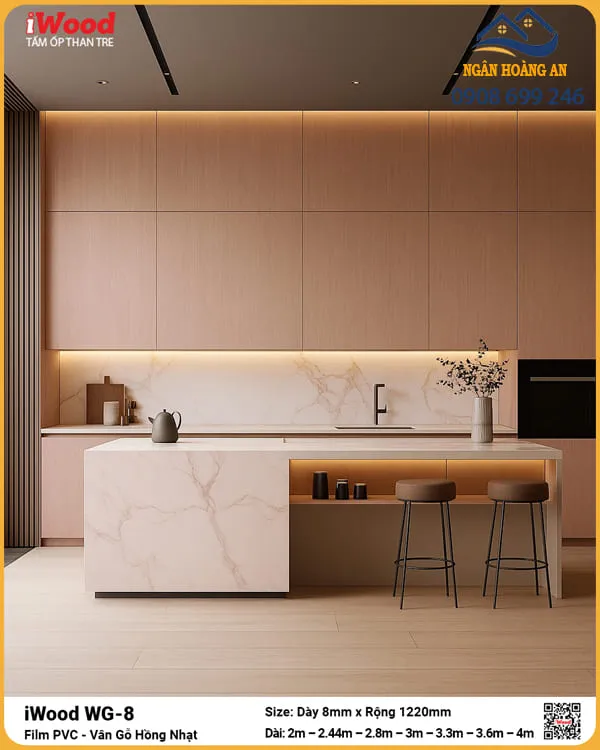 Tấm Than Ốp Tường Tre iWood WG-8 Ốp Nhà Bếp