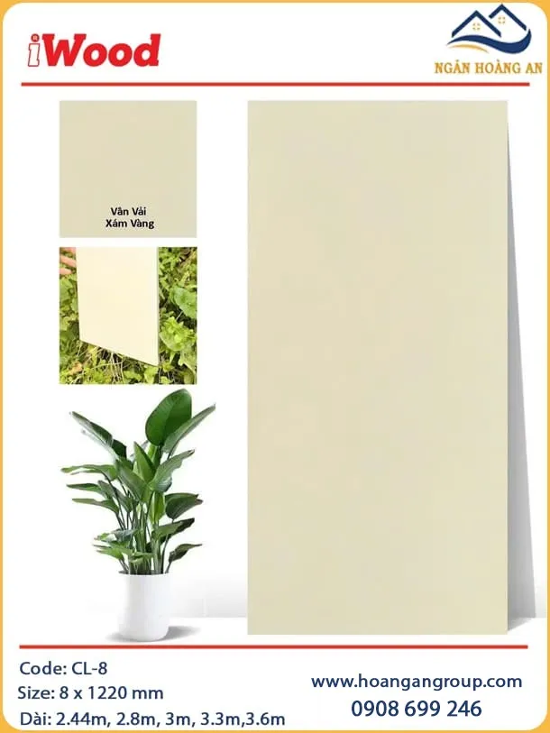 Tấm Than Tre Đa Năng Ốp Trần Vân Vải Xám Vàng iWood CL-8 Tấm Than Tre Đa Năng Ốp Trần Vân Vải Xám Vàng iWood CL-8