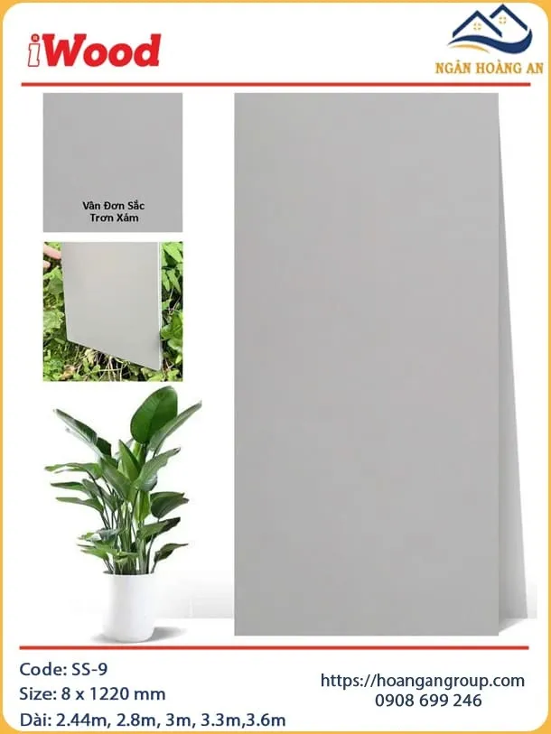 Tấm Than Tre Đa Năng Vân Đơn Sắc Xám Trơn iWood SS-9