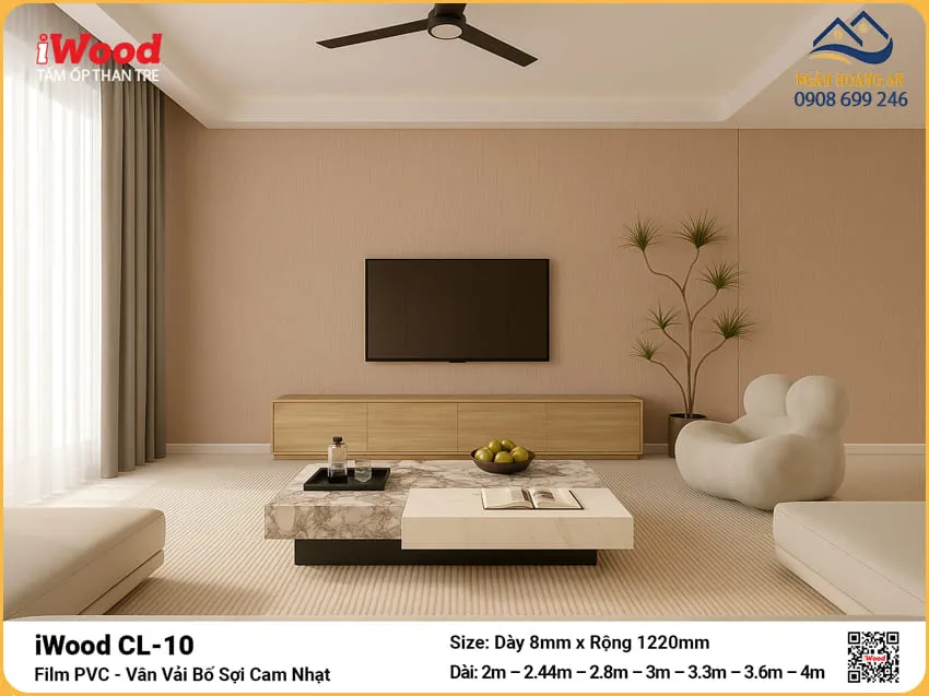 Tấm Than Tre iWood CL-10 Vân Vải Bố Cam Nhạt Độ Dày Đa Dạng Tấm Than Tre iWood CL-10 Vân Vải Bố Cam Nhạt Độ Dày Đa Dạng