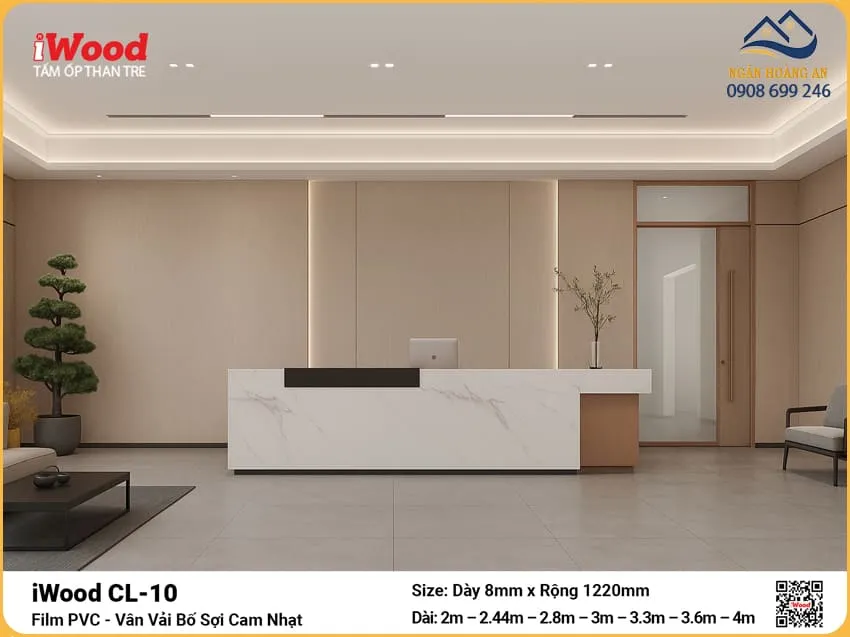 Tấm Than Tre iWood CL-10 Vân Vải Bố Ốp Văn Phòng Tấm Than Tre iWood CL-10 Vân Vải Bố Ốp Văn Phòng