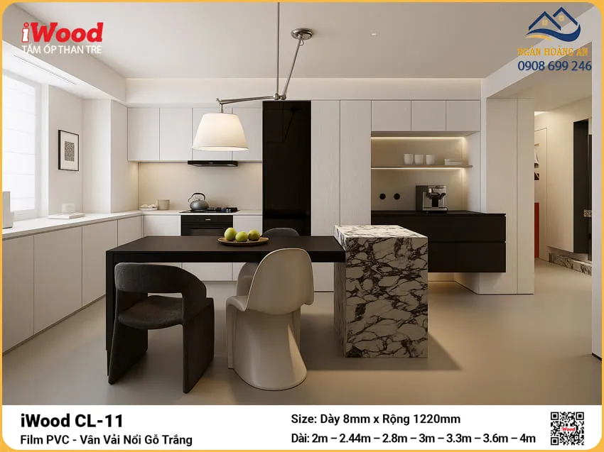 Tấm Than Tre iWood CL-11 Vân Vải Nổi Cắt Theo Yêu Cầu