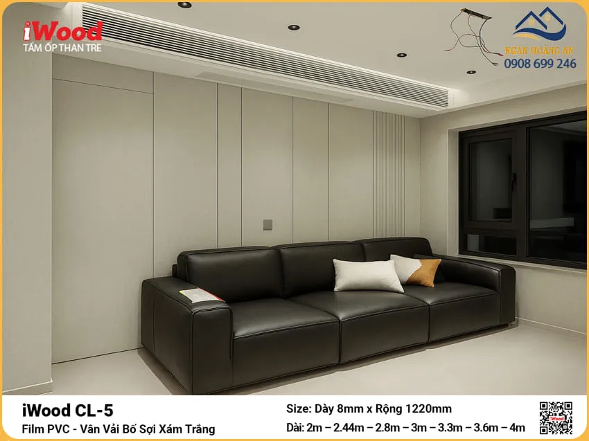 Tấm Than Tre iWood CL-5 Vân Vải Bố Ốp Phòng Khách Sang Trọng Tấm Than Tre iWood CL-5 Vân Vải Bố Ốp Phòng Khách Sang Trọng