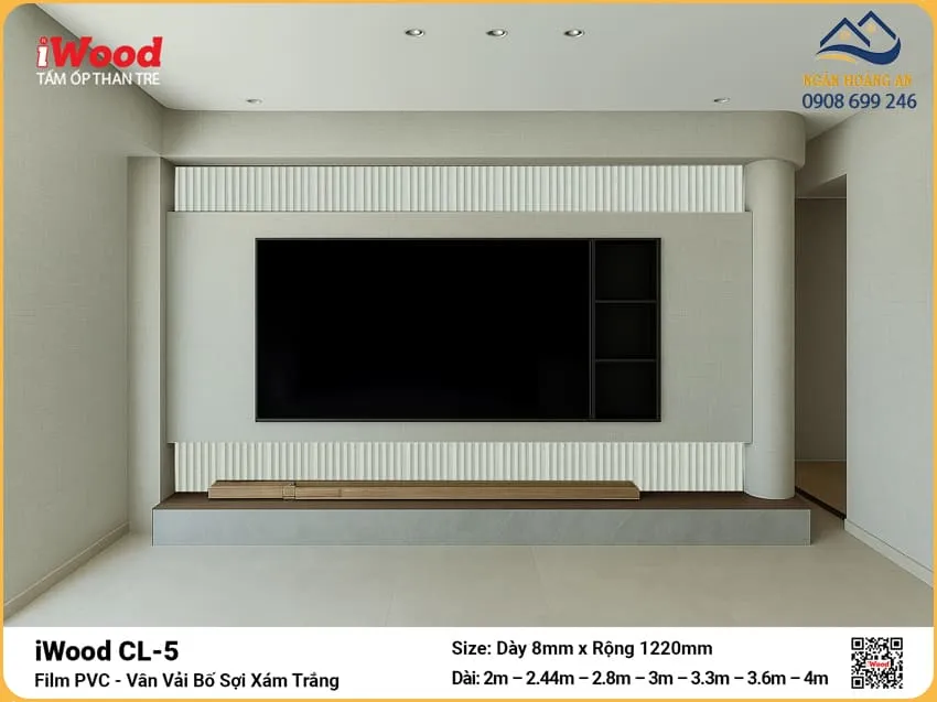 Tấm Than Tre iWood CL-5 Vân Vải Bố Ốp Tường Tivi Tấm Than Tre iWood CL-5 Vân Vải Bố Ốp Tường Tivi