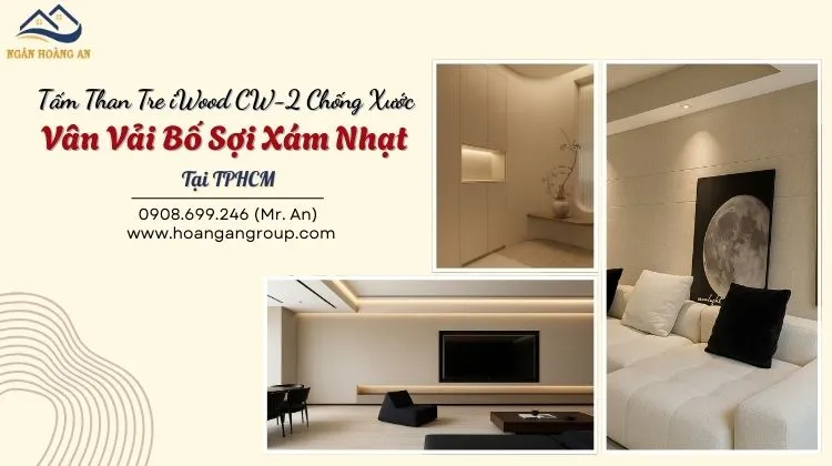 Tấm Than Tre iWood CW-2 Chống Xước Vân Vải Bố Sợi Xám Nhạt Tại TPHCM