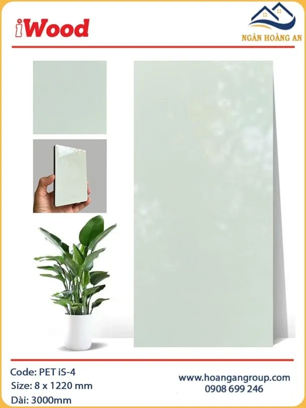 Tấm Ốp Sợi Than Tre Đa Năng Phủ PET iWood iS-4 Tấm Ốp Sợi Than Tre Đa Năng Phủ PET iWood iS-4