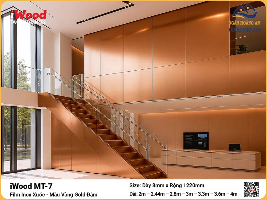 Tấm Than Tre iWood MT-7 Inox Vàng Gold Đậm Ốp Văn Phòng Tấm Than Tre iWood MT-7 Inox Vàng Gold Đậm Ốp Văn Phòng
