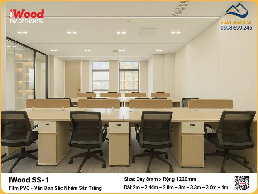 Tấm Than Tre iWood SS-1 Đơn Sắc Trắng Ốp Văn Phòng Tấm Than Tre iWood SS-1 Đơn Sắc Trắng Ốp Văn Phòng