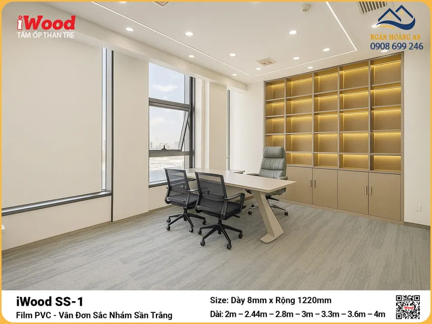 Tấm Than Tre iWood SS-1 Trắng Ốp Phòng Làm Việc Tấm Than Tre iWood SS-1 Trắng Ốp Phòng Làm Việc