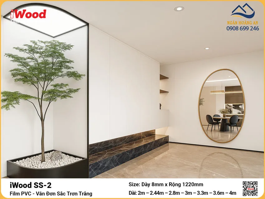 Tấm Than Tre iWood SS-2 Đơn Sắc Trắng Trang Trí Nội Thất Tấm Than Tre iWood SS-2 Đơn Sắc Trắng Trang Trí Nội Thất