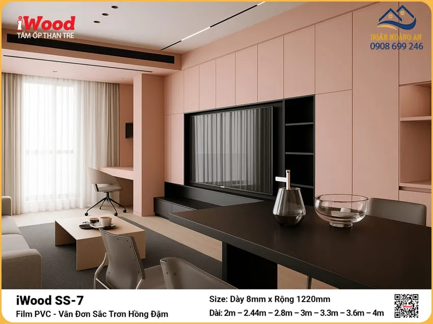 Tấm Than Tre iWood SS-7 Đơn Sắc Hồng Đậm Dày Đa Dạng