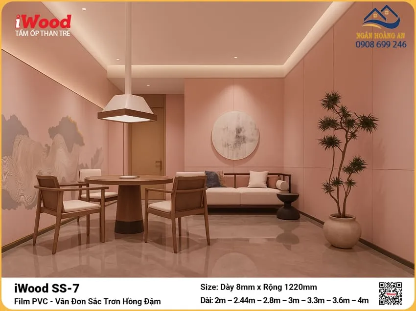 Tấm Than Tre iWood SS-7 Hồng Đậm Ốp Tường Trang Trí