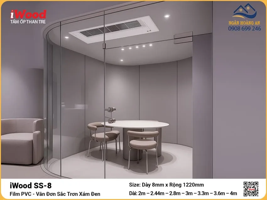 Tấm Than Tre iWood SS-8 Trơn Đơn Sắc Xám Ốp Tường Nhà Ở Tấm Than Tre iWood SS-8 Trơn Đơn Sắc Xám Ốp Tường Nhà Ở