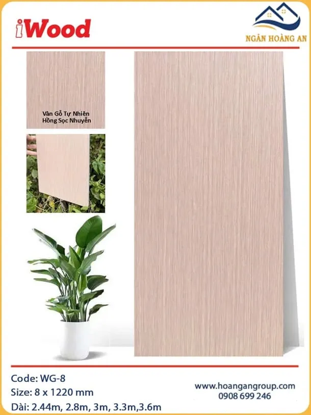Tấm Sợi Than Tre Đa Năng Ốp Tường Vân Gỗ Hồng iWood WG-8 Tấm Sợi Than Tre Đa Năng Ốp Tường Vân Gỗ Hồng iWood WG-8