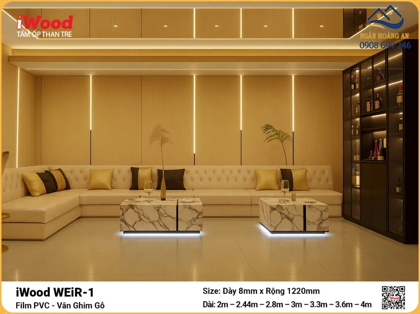 Tấm Than Tre iWood WEiR-1 Vân Ghim Gỗ Ốp Phòng Tiếp Khách Tấm Than Tre iWood WEiR-1 Vân Ghim Gỗ Ốp Phòng Tiếp Khách