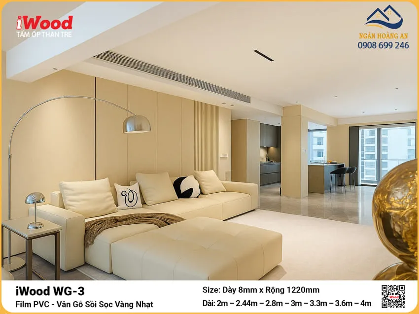 Tấm Than Tre iWood WG-3 Vân Gỗ Sồi Ốp Phòng Khách Hiện Đại
